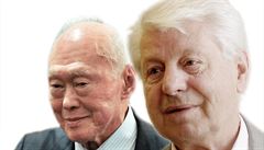Bývalý singapurský premiér Lee Kuan Yew (1923–2015) a český exministr školství...