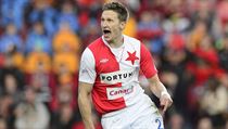 Útočník Slavie Milan Škoda se raduje z gólu