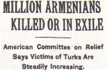 Milion Armn zabitch nebo v exilu, Titulek v listu New York Times, 15....