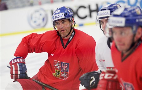 Jaromír Jágr trénoval 23. dubna s hokejovou reprezentací v Brn.