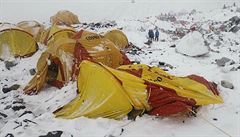 This photo provided by Azim Afif shows the scene after an avalanche triggered...