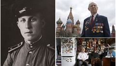 Veteráni Rudé armády tehdy a nyní. Devtaosmdesátiletý Boris Runov z Ruska.
