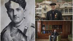 Veteráni Rudé armády tehdy a nyní. Osmaosmdesátiletý Giorgi Gozalivili z...