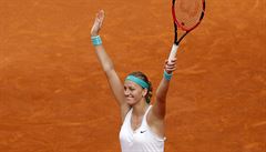Petra Kvitová se raduje z vítzství ve finále madridského turnaje.