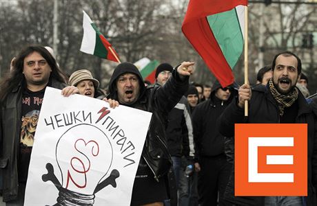 Demonstrace proti EZ v Bulharsku.