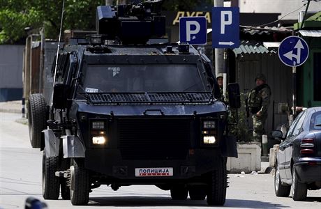 Jednotky makedonsk ozbrojen policie v Kumanovu.