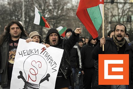 Demonstrace proti ČEZ v Bulharsku.