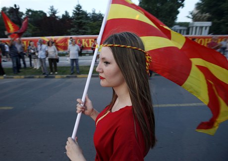 Demonstrace v makedonském hlavním mst Skopje.