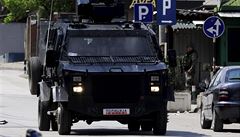 Jednotky makedonské ozbrojené policie v Kumanovu.