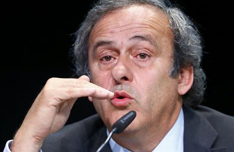 Prezident UEFA Michel Platini vystoupil na tiskové konferenci proti...