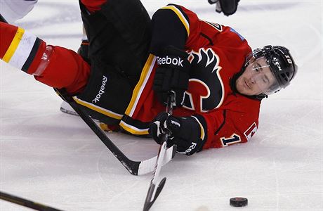 Roman ervenka zkouel v NHL tstí v dresu Calgary.