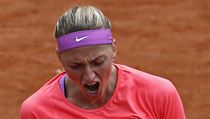 Petra Kvitov bhem prvnho kola na French Open.