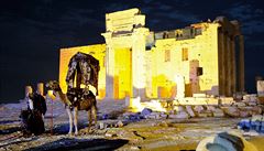 Velbloudi ped  Belovým chrámem v Palmýe.