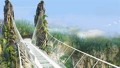 Dsivý pohled dolu. íané staví nejdelí sklenný most podle Avataru