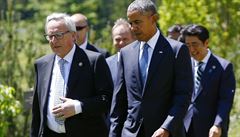 Pedseda Evropské komise Jean-Claude Juncker jedná s Barackem Obamou
