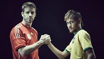 SYMBOL MRU. panl Gerard Piqu a Brazilec Neymar propaguj kampa Handshake...