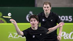 etí hrái badmintonisté Pavel Florián a Ondej Kopiva (vlevo) na Evropských...
