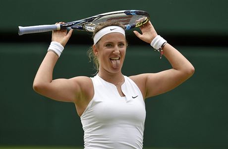 Viktoria Azarenková ve tvrtfinále Wimbledonu.