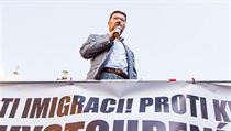 Tomio Okamura z hnut Svoboda a pm demokracie (SPD), kter akci svolalo,...