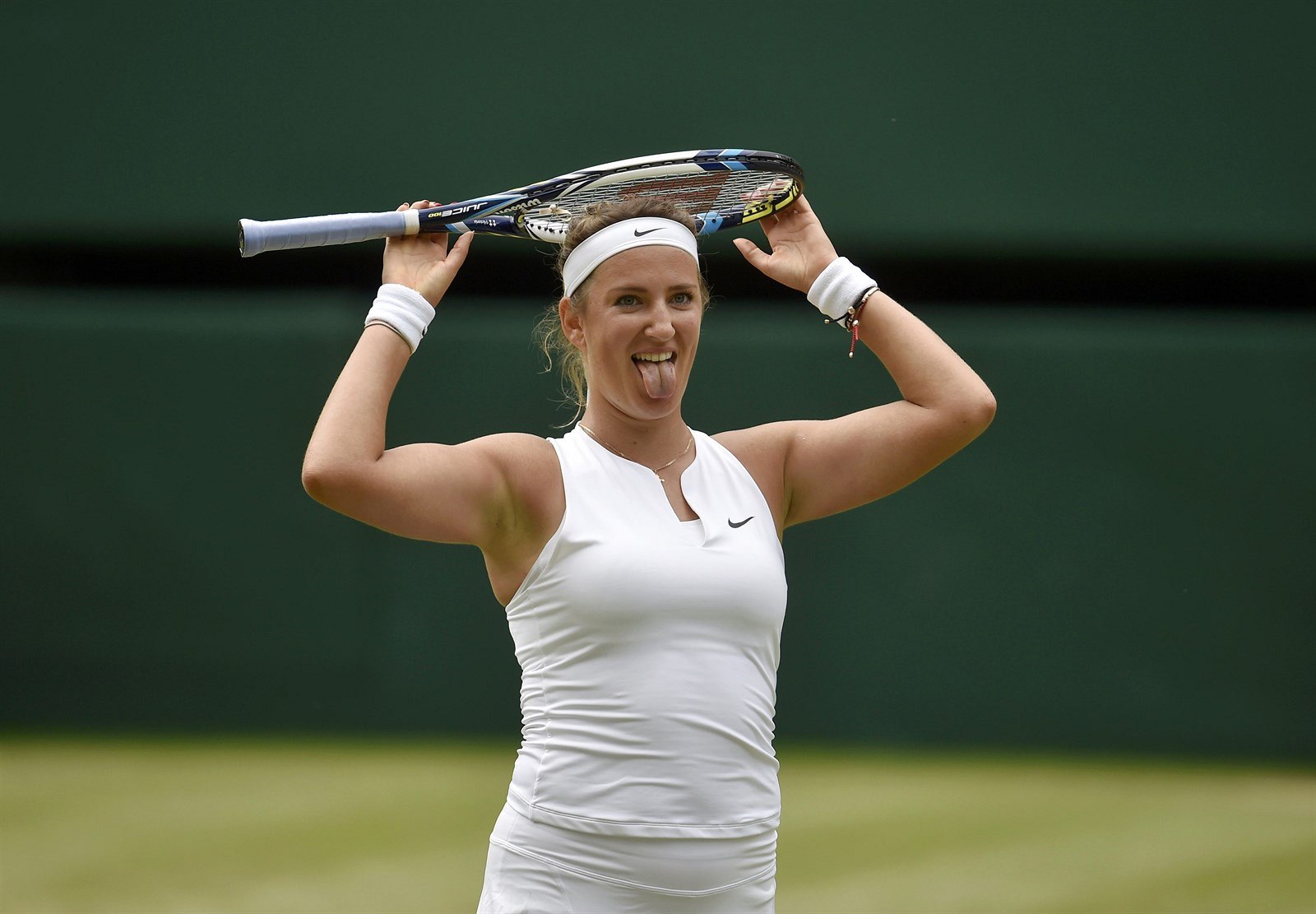 Viktoria Azarenková ve �tvrtfinále Wimbledonu.
