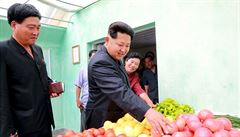 Kim ong-un na inspekci zeleninové farmy.