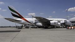 Airbus A380 spolenosti Emirates v Praze 1. 7. 2015 u píleitosti pátého...