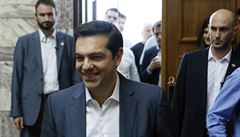 �ecký premiér p�ed zasedáním parlamentu.