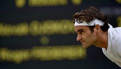 Roger Federer ve finále Wimbledonu.