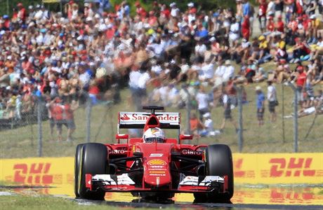 Sebastian Vettel pi VC Maarska na Hungaroringu.