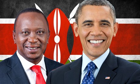 Keňský prezident Uhuru Kenyatta a jeho americký protějšek Barack Obama.