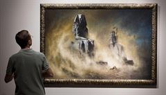 Obraz Karla Wilhelma Diefenbacha s názvem Memnonovy kolosy za písené boue,...