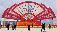 Propaganí instalace ke kandidatue Pekingu o zimní olympijské hry v roce 2022.