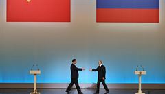 Čínský prezident Si Ťin-pching a jeho ruský protějšek Vladimir Putin.