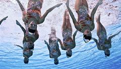Momentka z mistrovství svta v Kazani: synchronizované plavání v podání Italek.