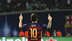 Lionel Messi z Barcelony oslavuje vstelenou branku.