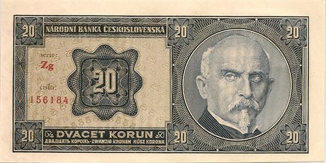 Dvacetikorunová eskoslovenská bankovka s Aloisem Raínem.