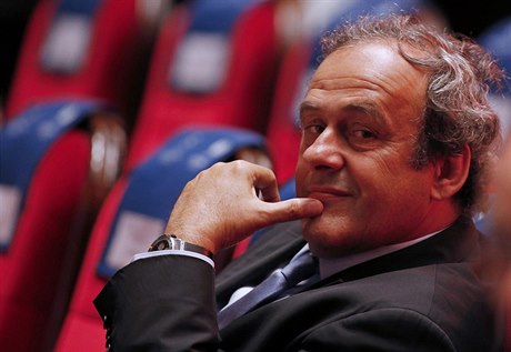 Prezident UEFA Michel Platini na losování Evropské ligy.