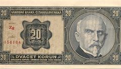 Dvacetikorunová československá bankovka s Aloisem Rašínem.