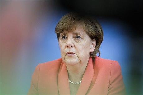 Angela Merkelová pi konferenci v Berlín.