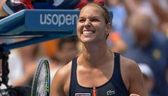 Slovenská tenistka Dominika Cibulková se raduje v 1. kole US Open.