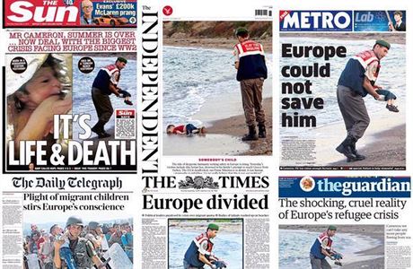 Anglickm novinm dominovala 3. z fotografie malho mrtvho chlapce ze Srie.