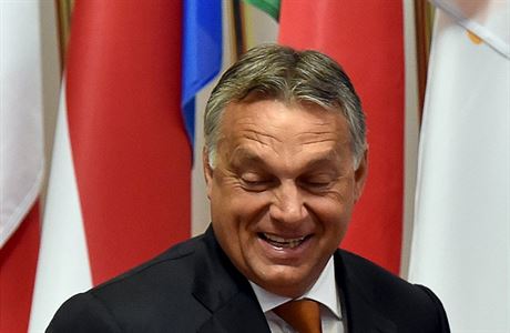 Tisková konference Viktora Orbána v Bruselu.