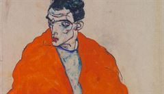 Egon Schiele: Stojící muská postava  Autoportrét (1914). Tuka, kva na...