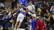 Srbsk tenista Novak Djokovi slav triumf na US Open.
