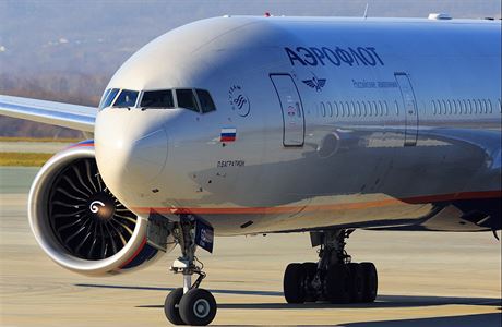 Boeing 777 v barvách ruské spolenosti Aeroflot.