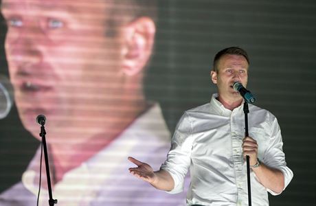 Opozin vdce Alexej Navalnyj na demonstraci