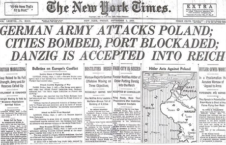 Vydání The New York Times ze záí roku 1939
