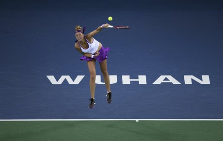Petra Kvitová na turnaji v čínském Wu-chanu.