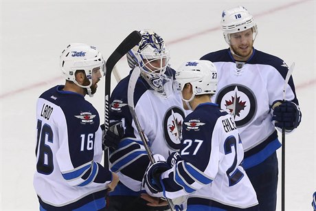 Winnipeg Jets po vyhraném zápase.