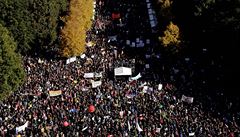 Demonstrace zabrala velkou ást Berlína poblí Braniborské brány
